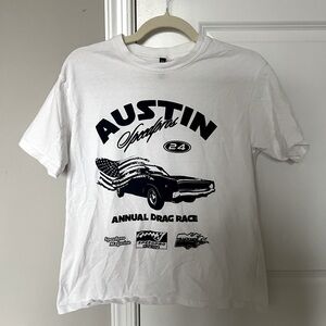 Drag race car white streetwear tee